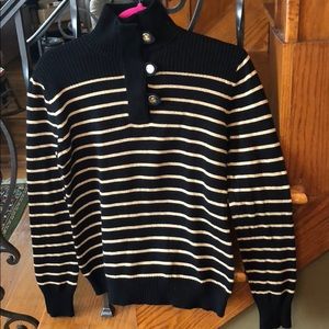 Lauren Ralph Lauren Gold Metallic Stripe Sweater M